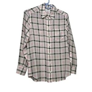 Equipment White Light Pink Grid Plaid Brett Silk Button Down Blouse Size XS